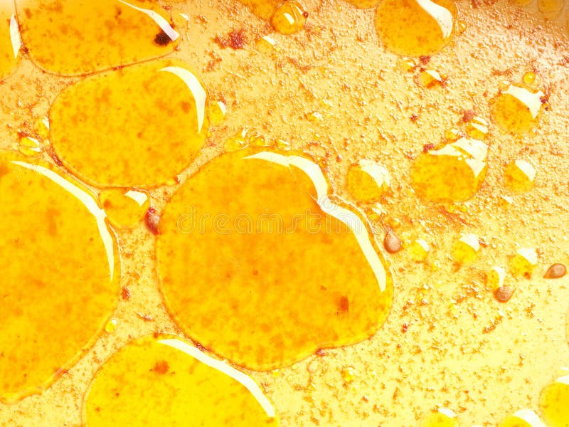 Close up of grease eyes in the baking dish using as background. Close up of grease eyes in the baking dish using as background