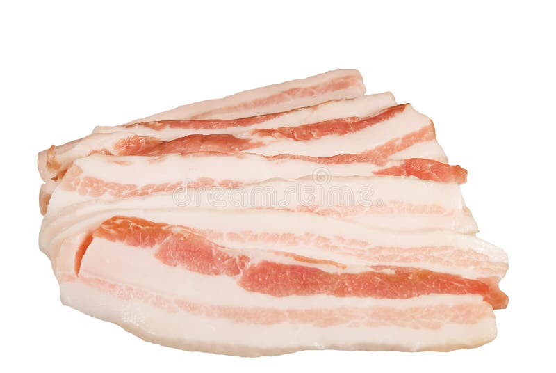 Fette Di Pancetta Affumicata Isolate Su Bianco Immagine Stock
