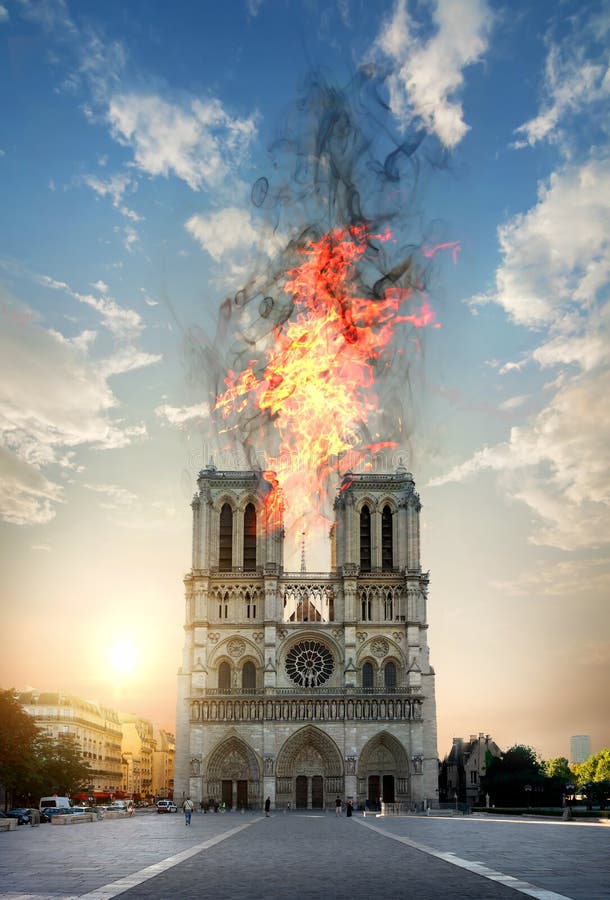 Feuer Notre Dame stockfoto. Bild von haube, berühmt - 145002564