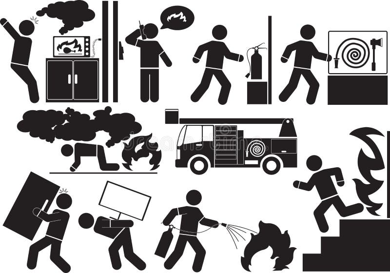 Illustration - firefighter man icon set. Illustration - firefighter man icon set.