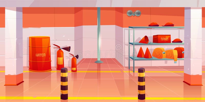 Feuerwache oder Garagenleere Innenwaschküche stock abbildung Feuerwache oder Garagenleere Innenwaschküche stock abbildung