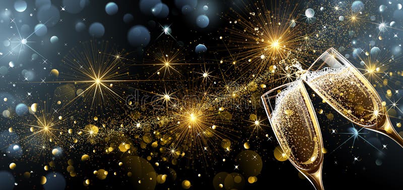 Feuerwerke und Champagner des neuen Jahres