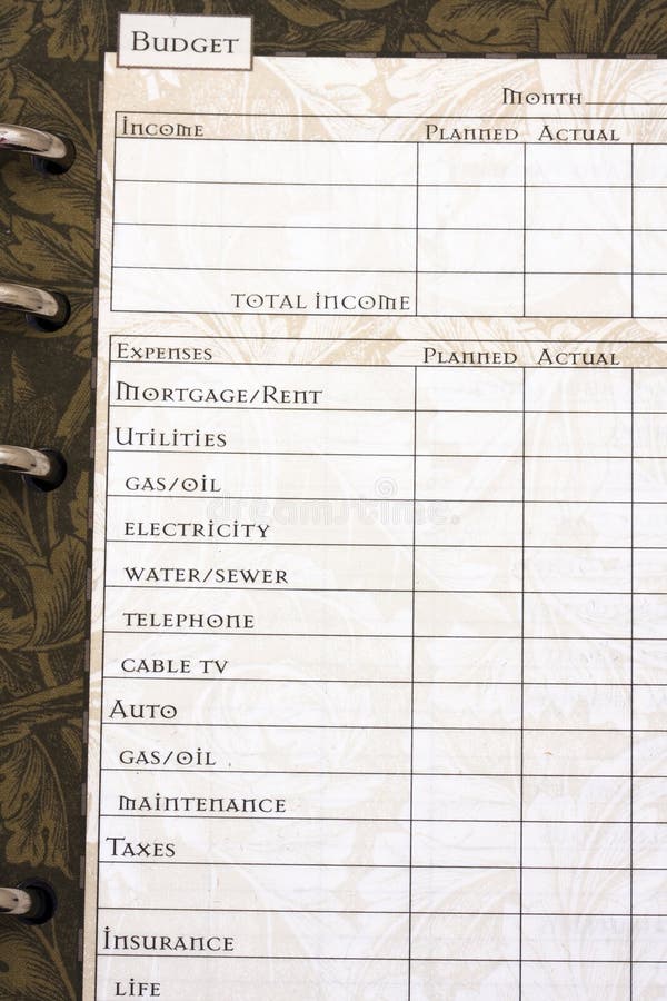 Feuille de budget photos stock Feuille de budget photos stock