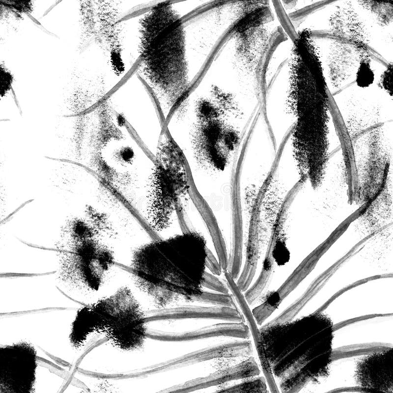 Feuille Tropicale. Motif Moderne Noir et Blanc photos libres de droits