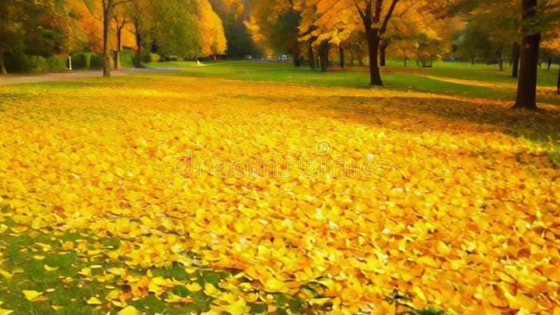 Feuilles d'automne éparpillées sur l'herbe A Fall Park View illustration libre de droits