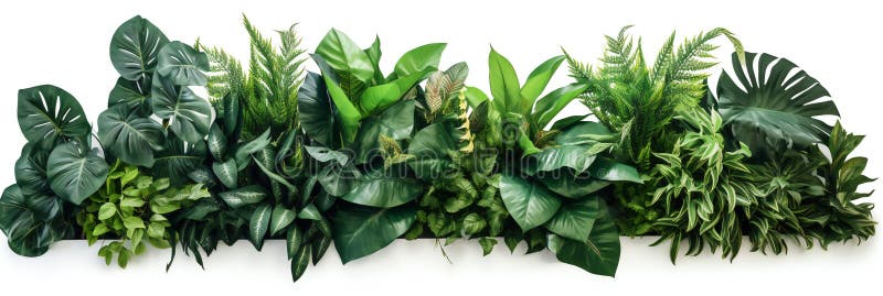 Feuilles vertes plantes tropicales buisson monstère palmier ferne caoutchouc plante pins oiseaux de nid foune floral photo libre de droits