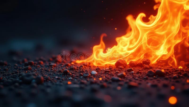 Feurblaze verbraucht dunkle Oberfläche intensives Detail noch ruiniert inferno stock abbildung