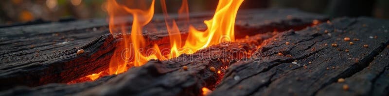 Feurblaze verbraucht schwarzes Holz im Detail Oberflächenstruktur grob lizenzfreie abbildung