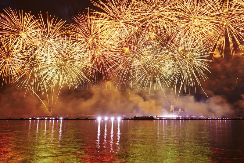 Fireworks in St. Petersburg on the Neva. Fireworks in St. Petersburg on the Neva