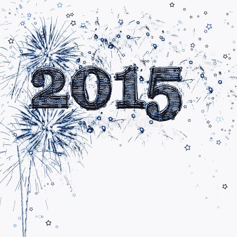 Feux d'artifice et bonne année 2015 d'étoiles illustration stock Feux d'artifice et bonne année 2015 d'étoiles illustration stock