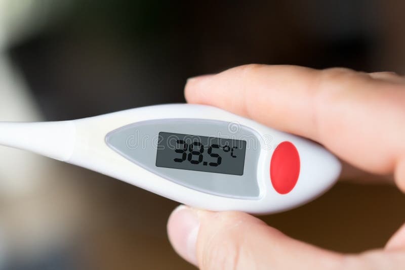 Fever thermometer 38,5 royalty free stock images.