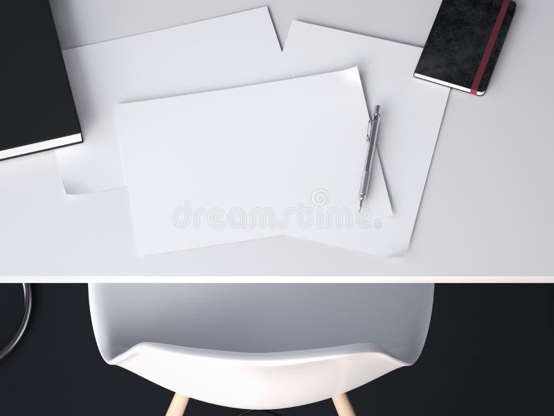 A few sheets for sketches on the table. 3d rendering stock illustration A few sheets for sketches on the table. 3d rendering stock illustration
