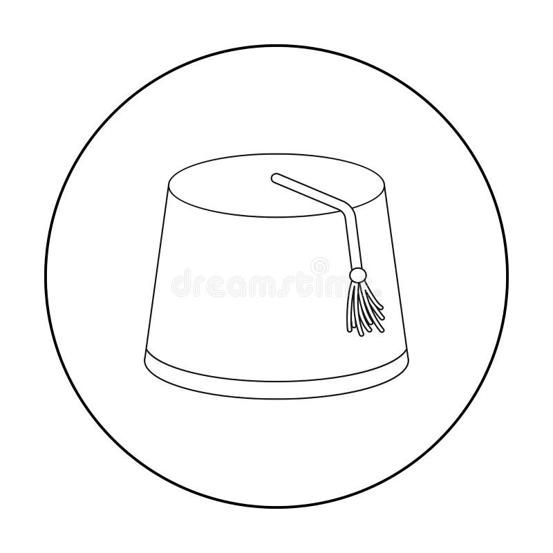 Fez icon in outline style isolated on white background. Turkey symbol stock vector illustration.