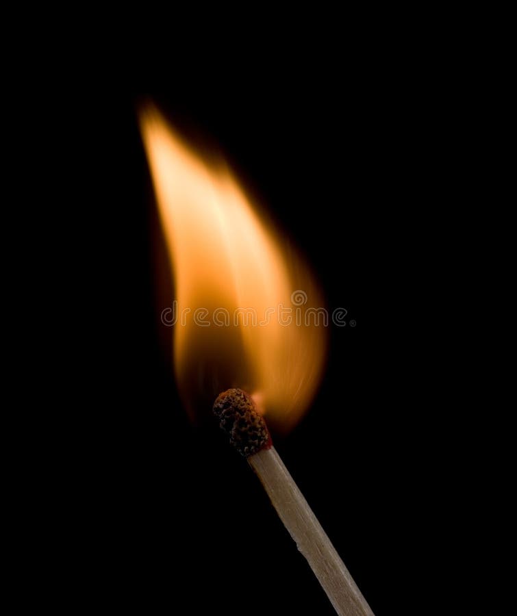 Brilliant Match Flame on Black Background. Brilliant Match Flame on Black Background