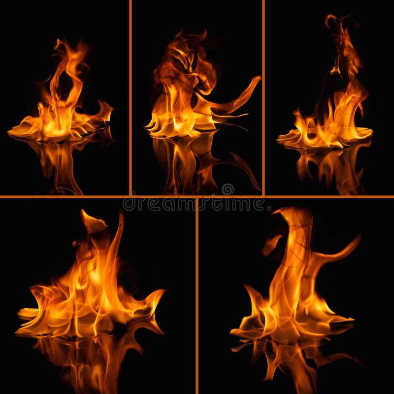 Fiamme del fuoco sul nero immagine stock Fiamme del fuoco sul nero immagine stock