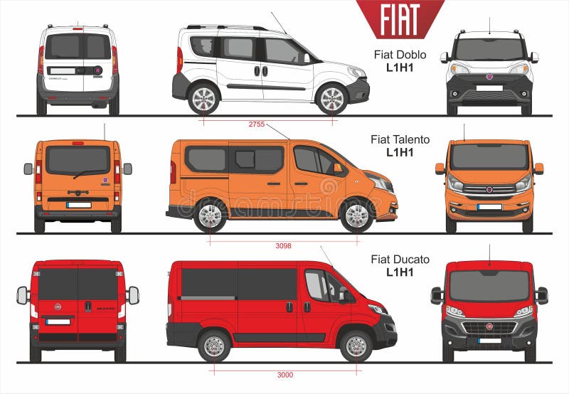 Fiat Ducato Van LWB vector drawing