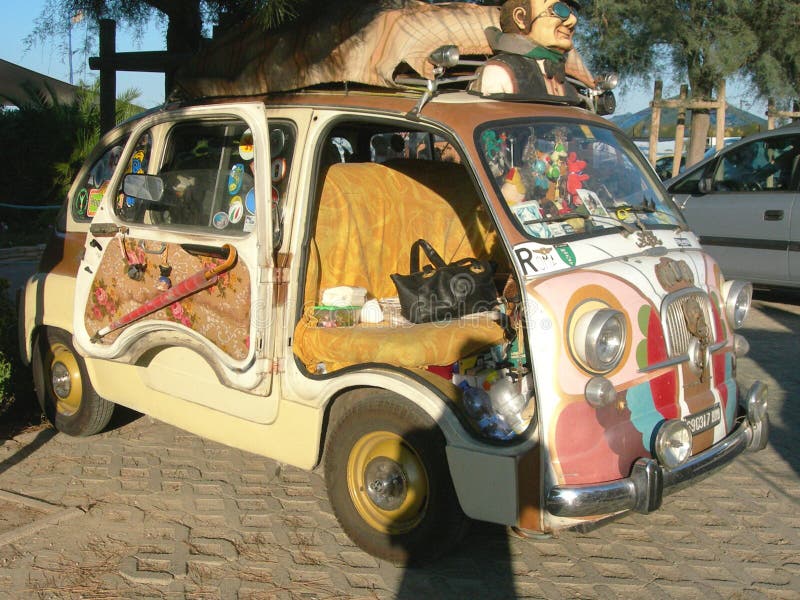 Fiat Multipla Gazzetta on an Old Racing Car in Rally Mille Miglia 2020 ...