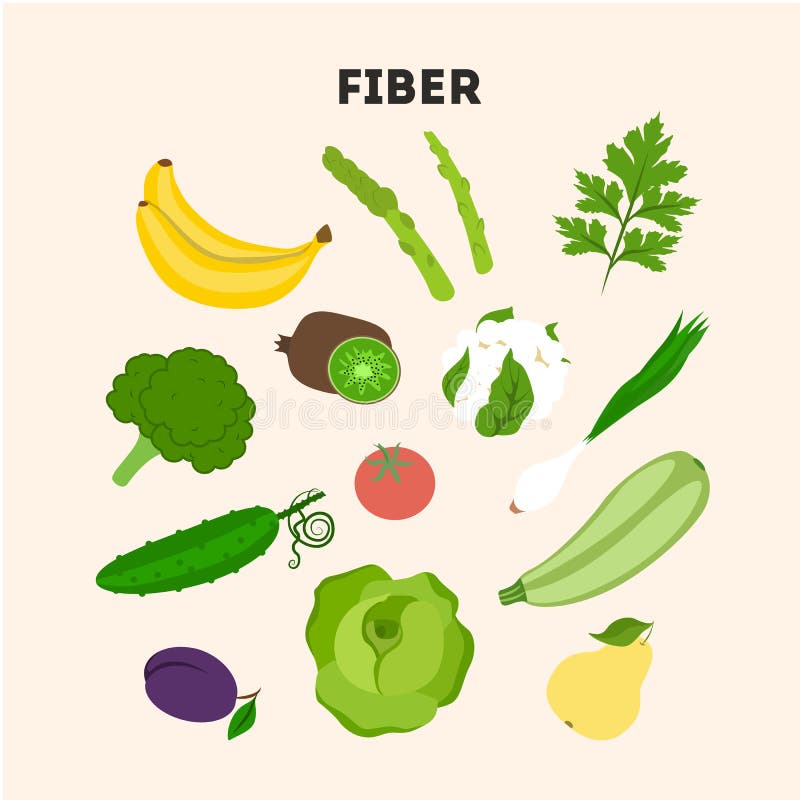 Fiber foods set. stock illustration Fiber foods set. stock illustration