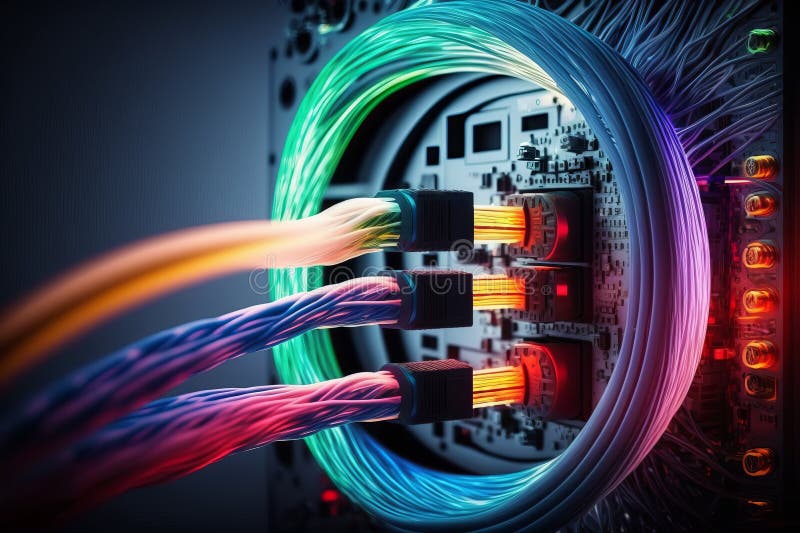 Fiber Optic Cable Connection.Generative AI Stock Illustration Illustration of