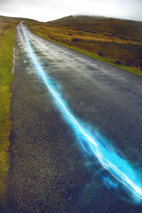 Fiber optic cable running above ground in the British Countryside royalty free stock photography