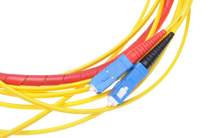 Fiber optic cables type sc stock image. Image of engineering 58230025