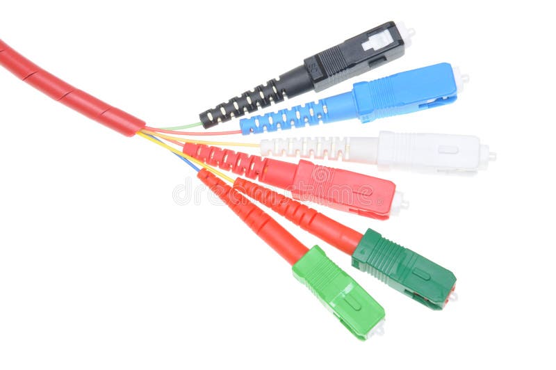 Fiber optic cables type sc stock image. Image of isolated 58230129