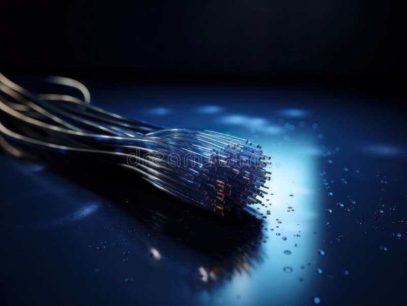 Fiber Optic Network Cable Lights Abstract Background. Stock