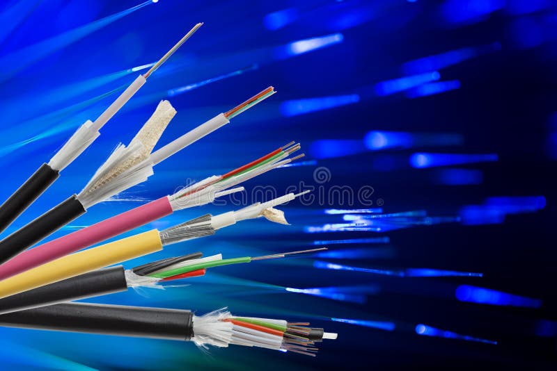 Fiber optical cable collection royalty free stock photography