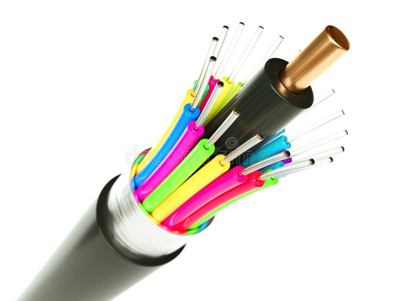 Fiber optical cable detail - 3D Rendering royalty free stock photo