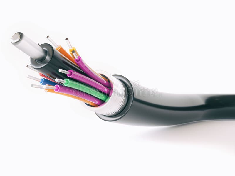Fiber optical cable detail - 3D Rendering stock photo