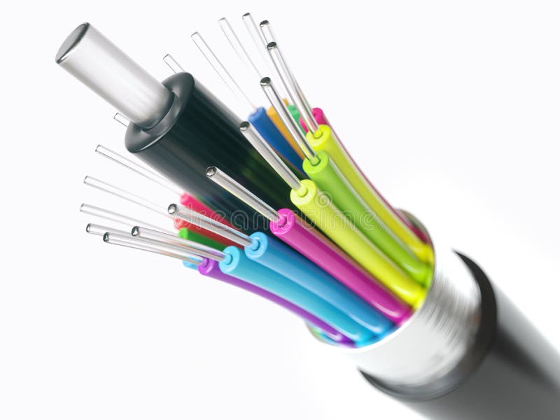 Fiber optical cable detail - 3D Rendering royalty free stock image