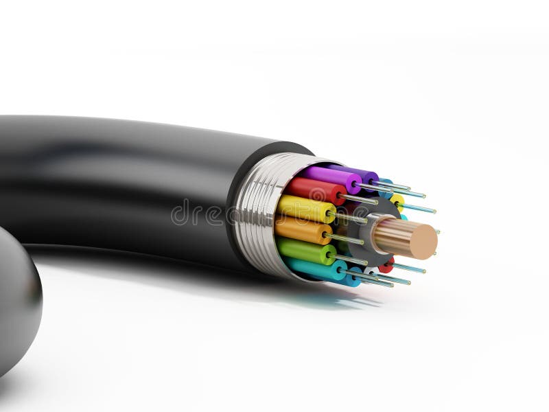 Fiber optical cable detail stock image