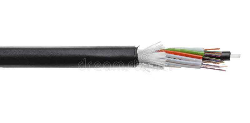 Fiber optical cable detail isolated on white stock photos