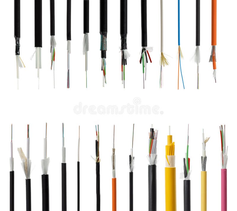 25 Fiber optical cable isolated on white royalty free stock photography