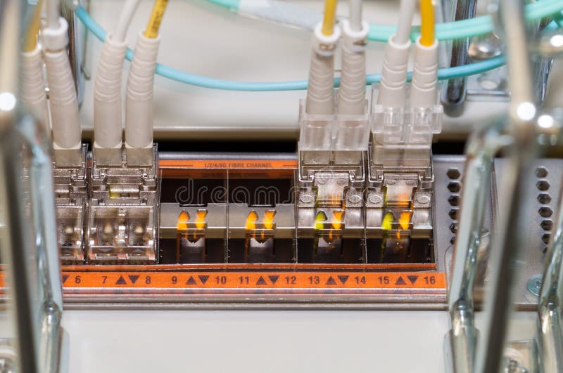 Fiber optical connecting to a Cloud Server royalty free stock image