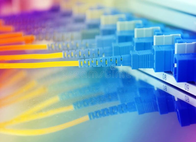 Fiber Optical Network Hub and Cables Stock Image Image of hardware