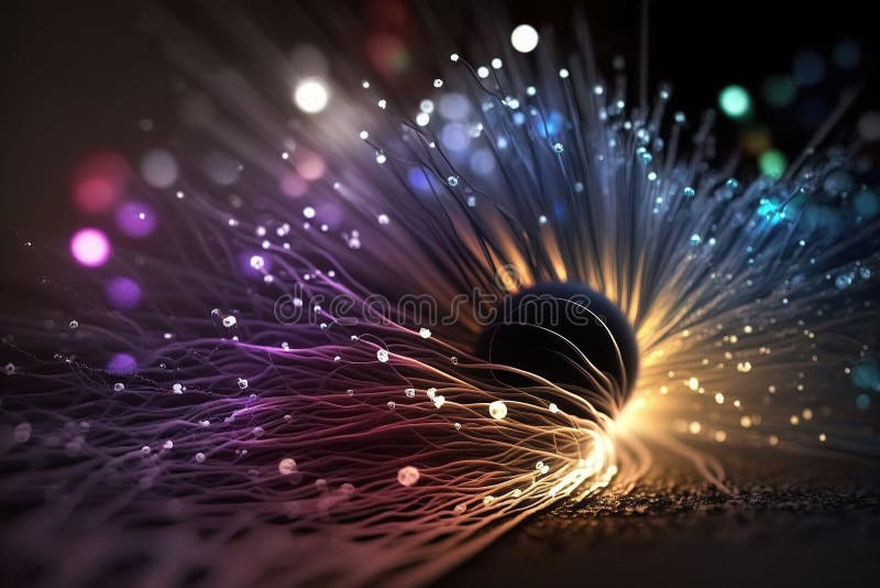 Fiber Optics Lights Abstract Background Created by Generative AI Stock