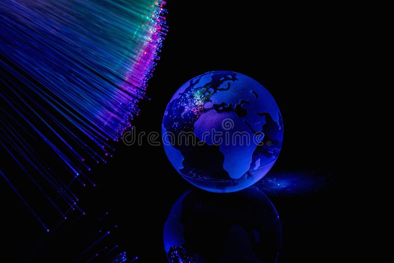 Fiber Optics Lights Abstract Background, Fiber Optical Background Stock