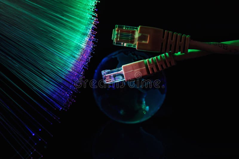 Fiber Optics Lights Abstract Background, Fiber Optical Background Stock