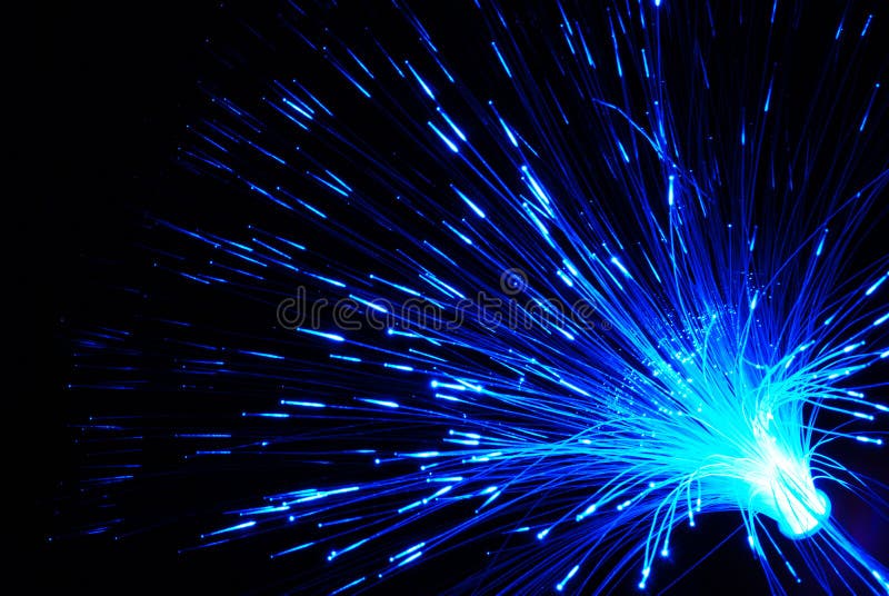 Bunch of blue fibre optics. Bunch of blue fibre optics