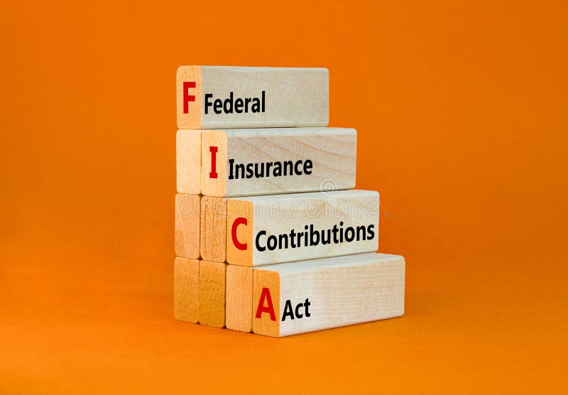 FICA Symbol. Concept Words FICA Federal Insurance Contributions Act on