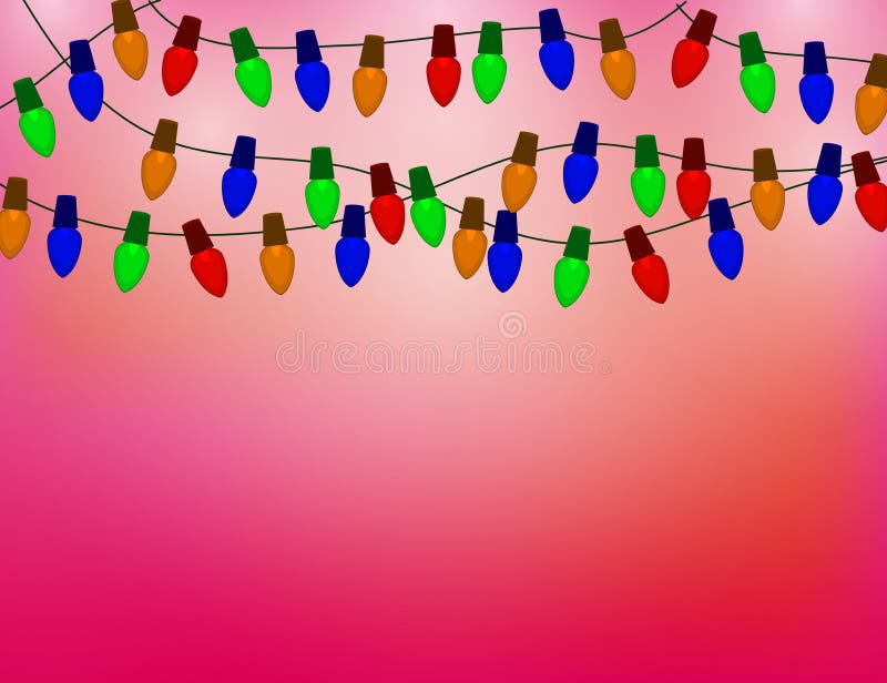 Ficelle des ampoules de Noël de couleur sur le fond rouge illustration stock Ficelle des ampoules de Noël de couleur sur le fond rouge illustration stock