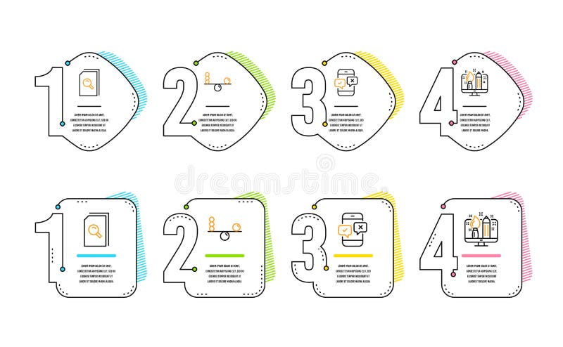 Ficheros de la b?squeda, sistema de los iconos de la encuesta sobre la balanza y el tel?fono Muestra creativa del dise?o Vector stock de ilustración Ficheros de la b?squeda, sistema de los iconos de la encuesta sobre la balanza y el tel?fono Muestra creativa del dise?o Vector stock de ilustración