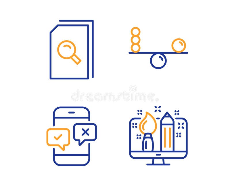 Ficheros de la b?squeda, sistema de los iconos de la encuesta sobre la balanza y el tel?fono Muestra creativa del dise?o Vector ilustración del vector Ficheros de la b?squeda, sistema de los iconos de la encuesta sobre la balanza y el tel?fono Muestra creativa del dise?o Vector ilustración del vector