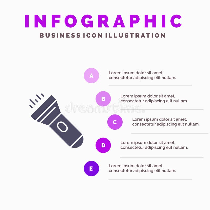 Ficklampa ljus, fackla, prålig Infographics presentationsmall Presentation för 5 moment stock illustrationer Ficklampa ljus, fackla, prålig Infographics presentationsmall Presentation för 5 moment stock illustrationer