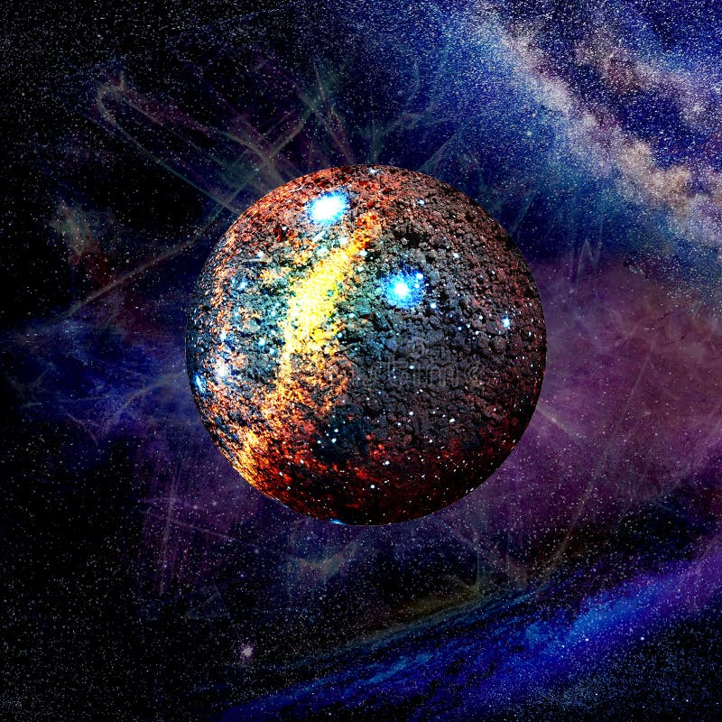 Fictional Rocky Planet in the Cosmos Stock Illustration - Illustration