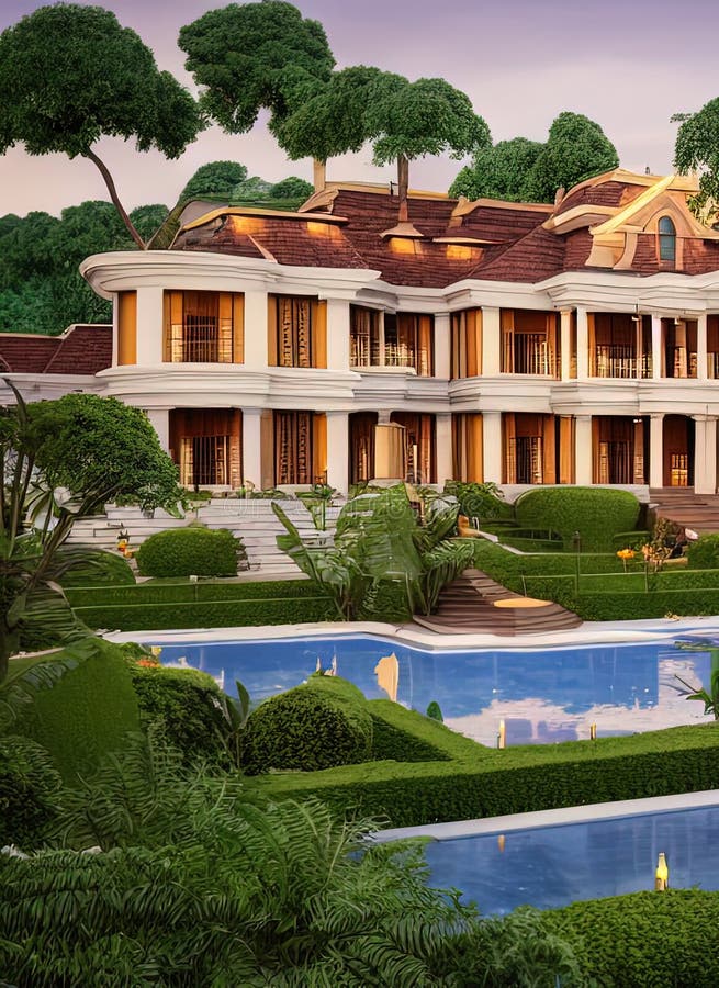 Fictional Mansion in Bamenda, NorthWest, Cameroon. Stock Illustration