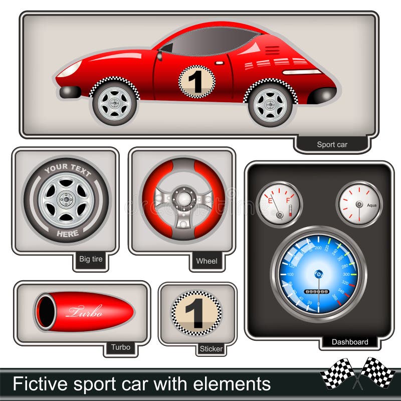 Fictive sport car with elements