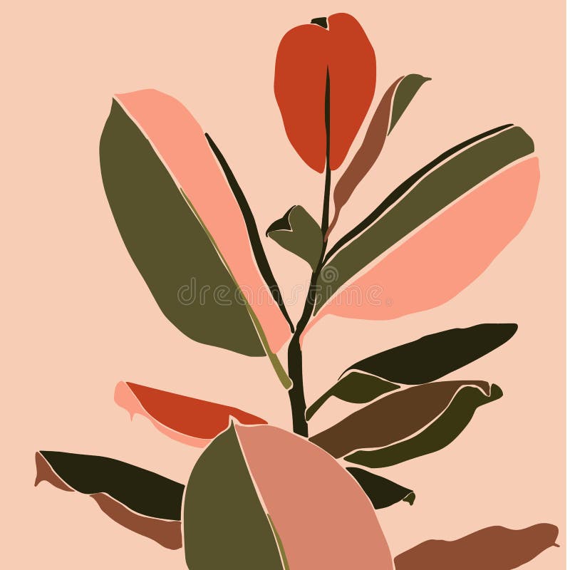 Ficus tropical deja en un estilo moderno y minimalista Silueta de una planta en un Vector abstracto contemporáneo