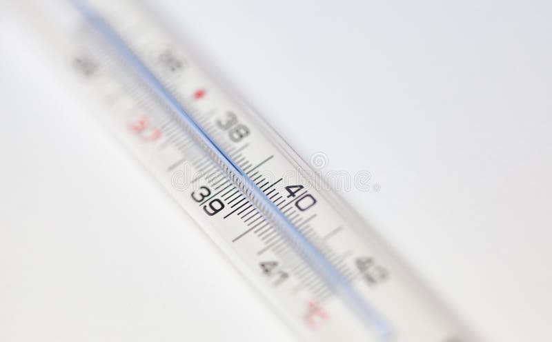 Fever thermometer showing a temperature of 39 degrees celsius. Fever thermometer showing a temperature of 39 degrees celsius